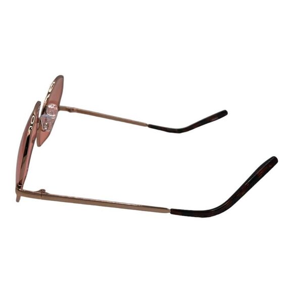 Gold metal frame geometric shaped brown lenses sunglasses - Picture 3 of 6